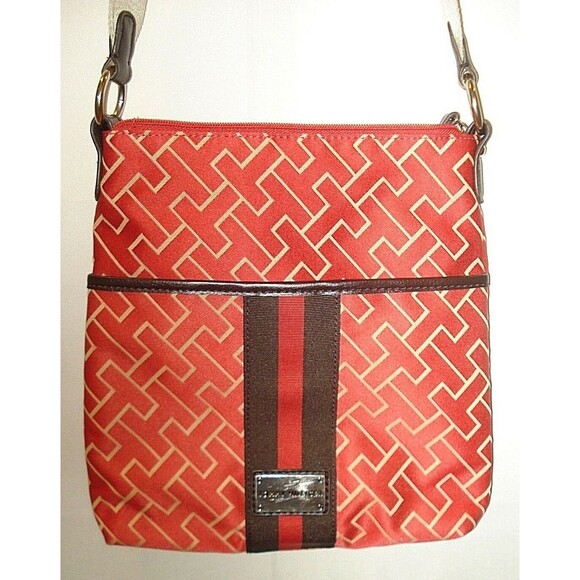 Tommy Hilfiger Crossbody Bag Red Signature Purse Adjustable Strap - Picture 1 of 6